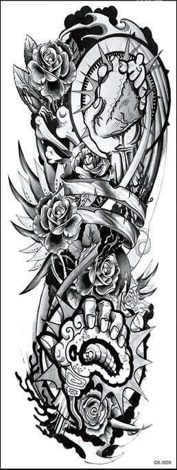 OBS! SE STORLEK! Tillfällig Tatuering - 46x17cm hjärtan