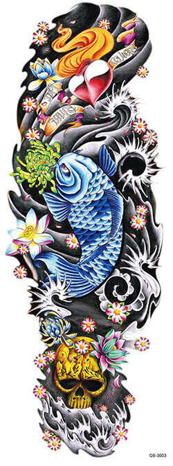 OBS STORLEK - 46 x 17 CM - Tatuering - fisk