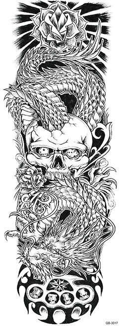 OBS! SE STORLEK! Tillfällig Tatuering - 46 x 17 cm - drake