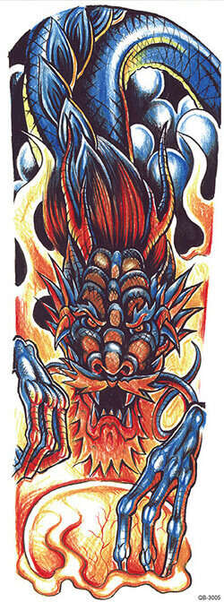 OBS! SE STORLEK! Tillfällig Tatuering - 46x17cm drake