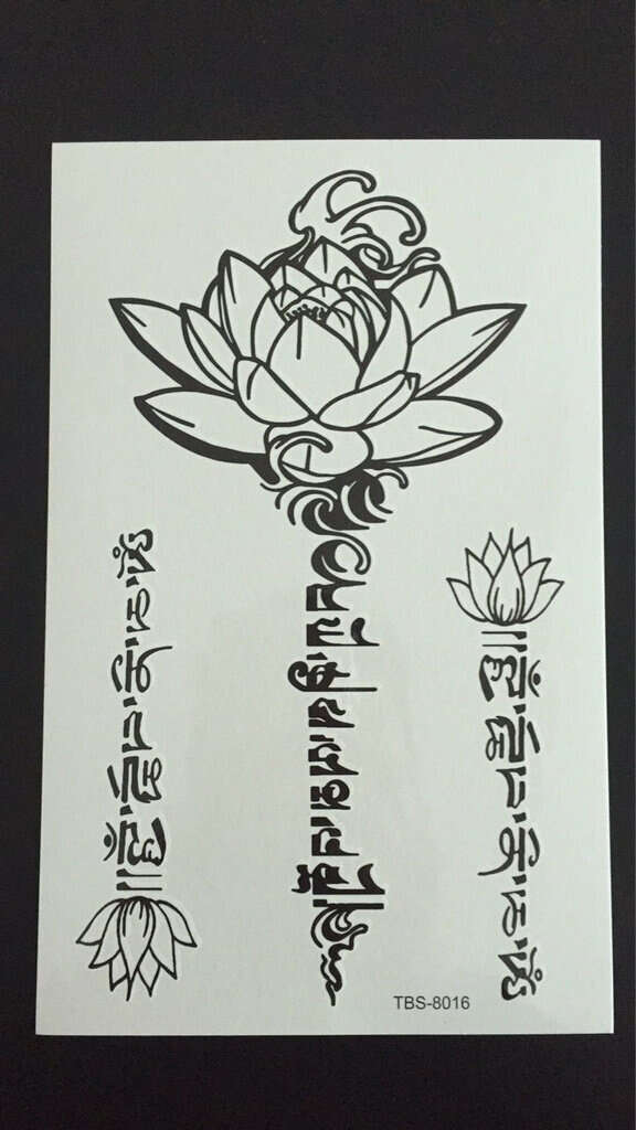 Tillfällig Tatuering 19 x 12 cm - Lotus