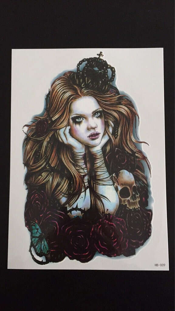 Tillfällig Tatuering 21 x 15cm - Goth girl
