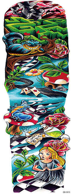 OBS! SE STORLEK! Tillfällig Tatuering - 46 x 17 cm - Alice i underlandet