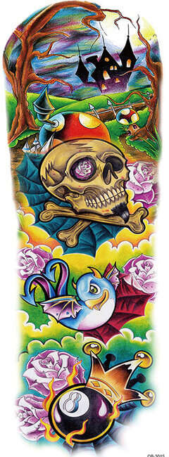 OBS STORLEK - 46 x 17 CM - Tatuering - happy go lucky