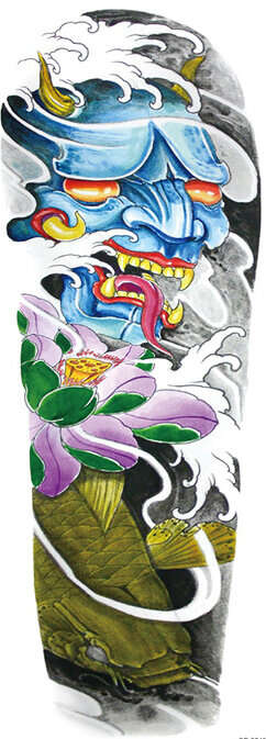 OBS! SE STORLEK! Tillfällig Tatuering - 46 x 17 cm - japansk