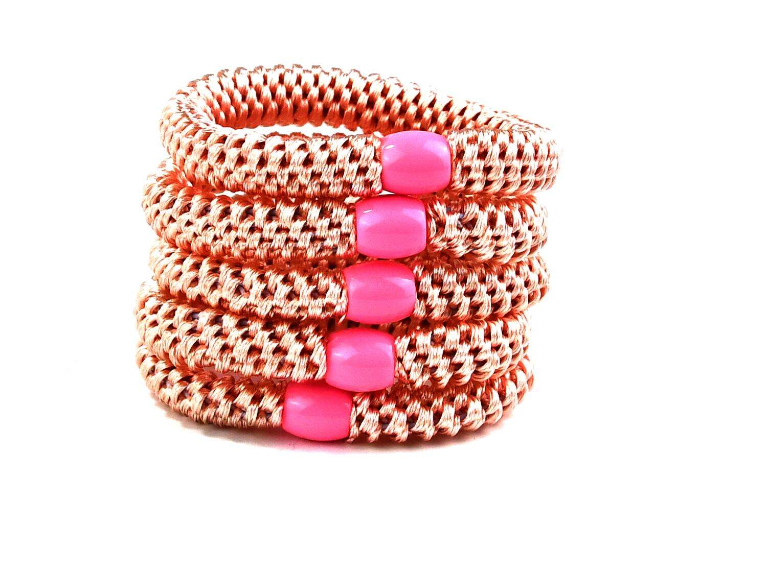 Vävd hårsnodd Rosa 5p