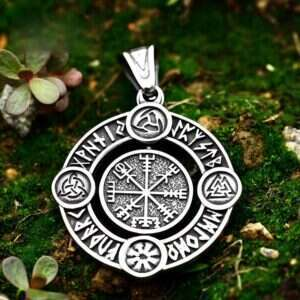 Hängsmycke - Nordisk mytologi - Vegvisir med runor och symboler