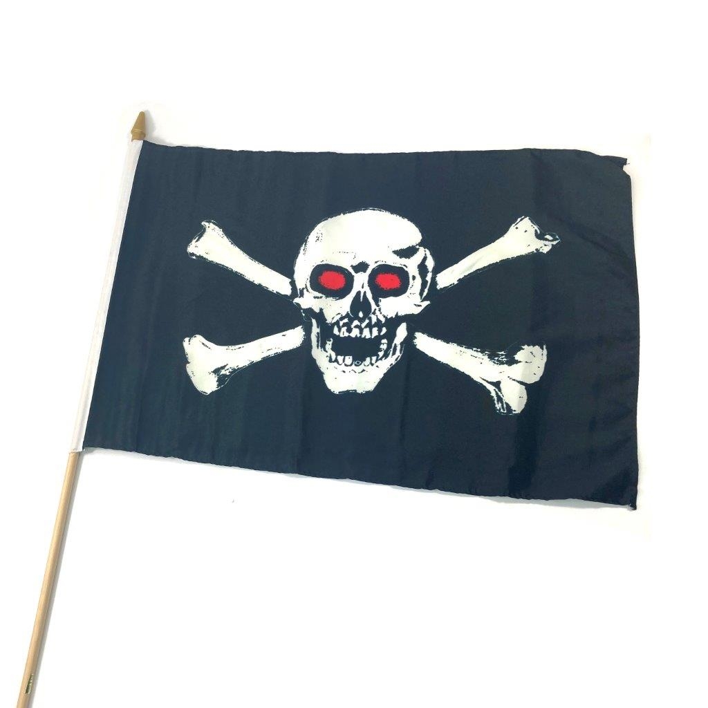 Dödskalleflagga på pinne