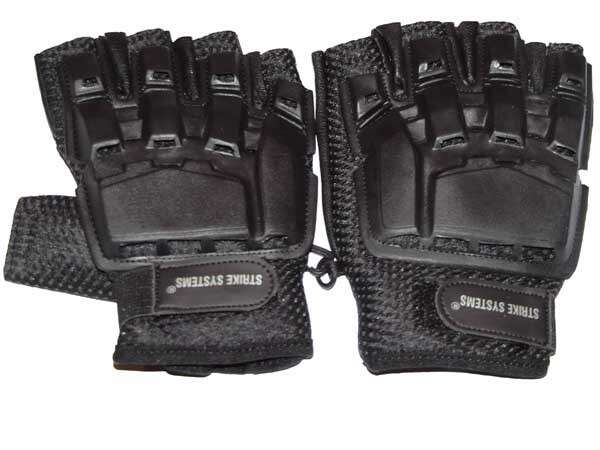 STRIKE Fingerless Gloves with Knuckle Protector - Black