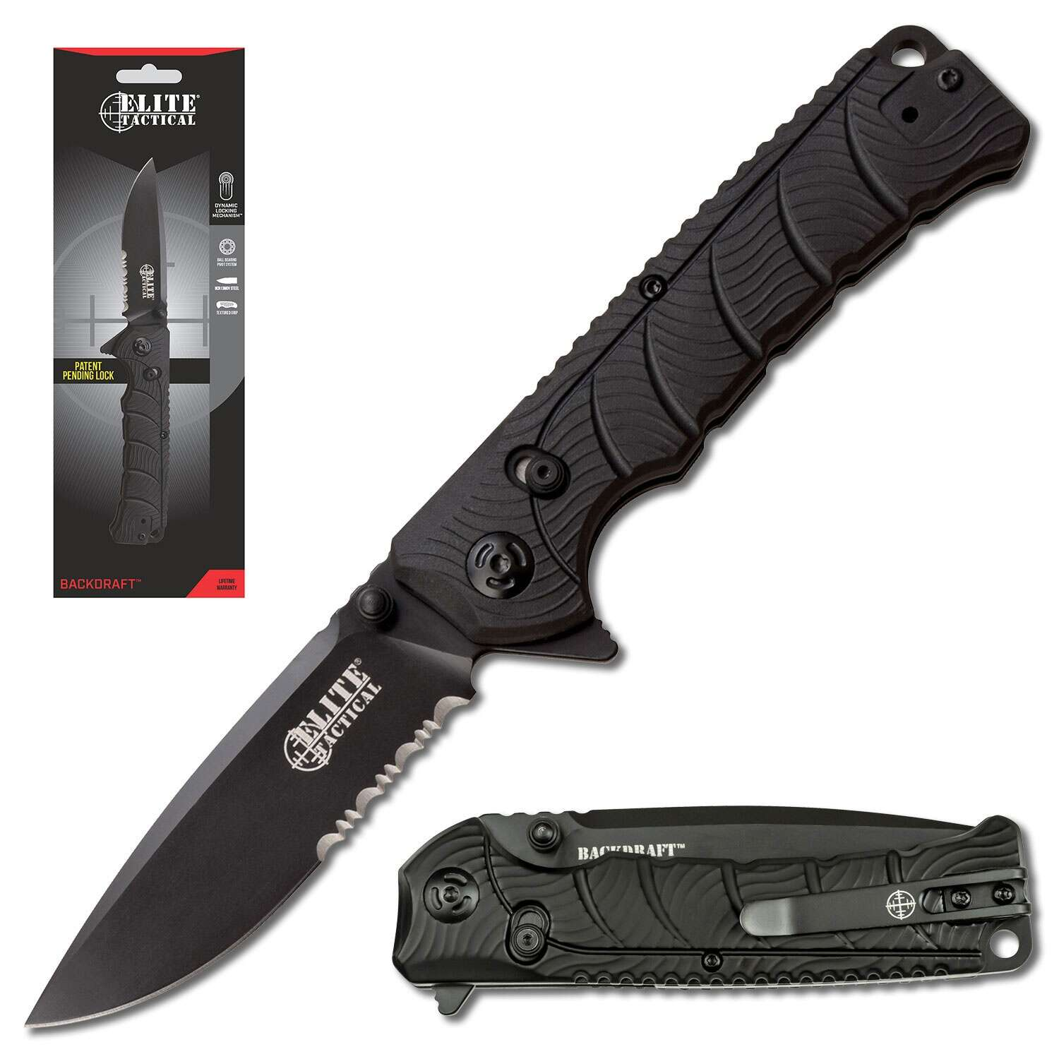 Elite Tactical - BACKDRAFT - Folding Knife w/D.L.M. - ET-FDR011BKS