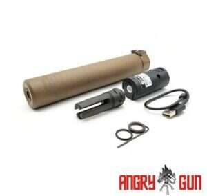 Angry Gun QD SOCOM762 Silencer (Full Markings) with Tracer unit, 14- mm (CCW) - Tan
