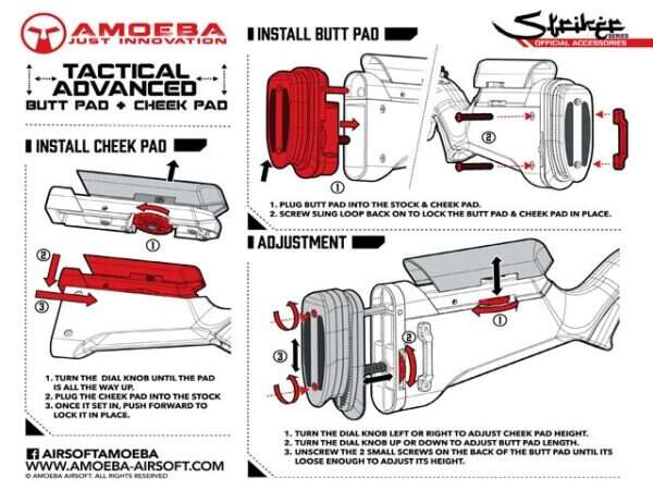 Tactical Advanced Butt pad plus cheek pad for Amoeba Striker AS01/02, Dark Earth