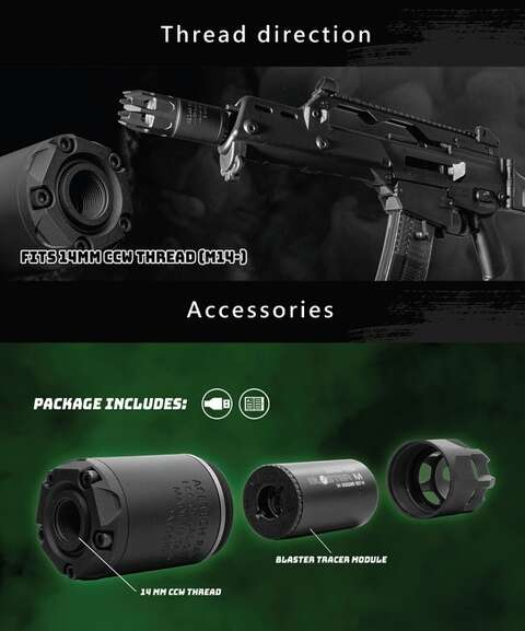 AceTech RAIDER Tracer Suppressor with Muzzle Flame (BLASTER M) - Black