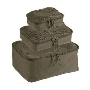 MIL-TEC Set of MOLLE Zippered Pouches with Mesh, 3 Pieces - Green