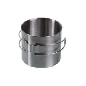 MIL-TEC Stainless Steel Mug with Folding Handle, 600 ml - Silver
