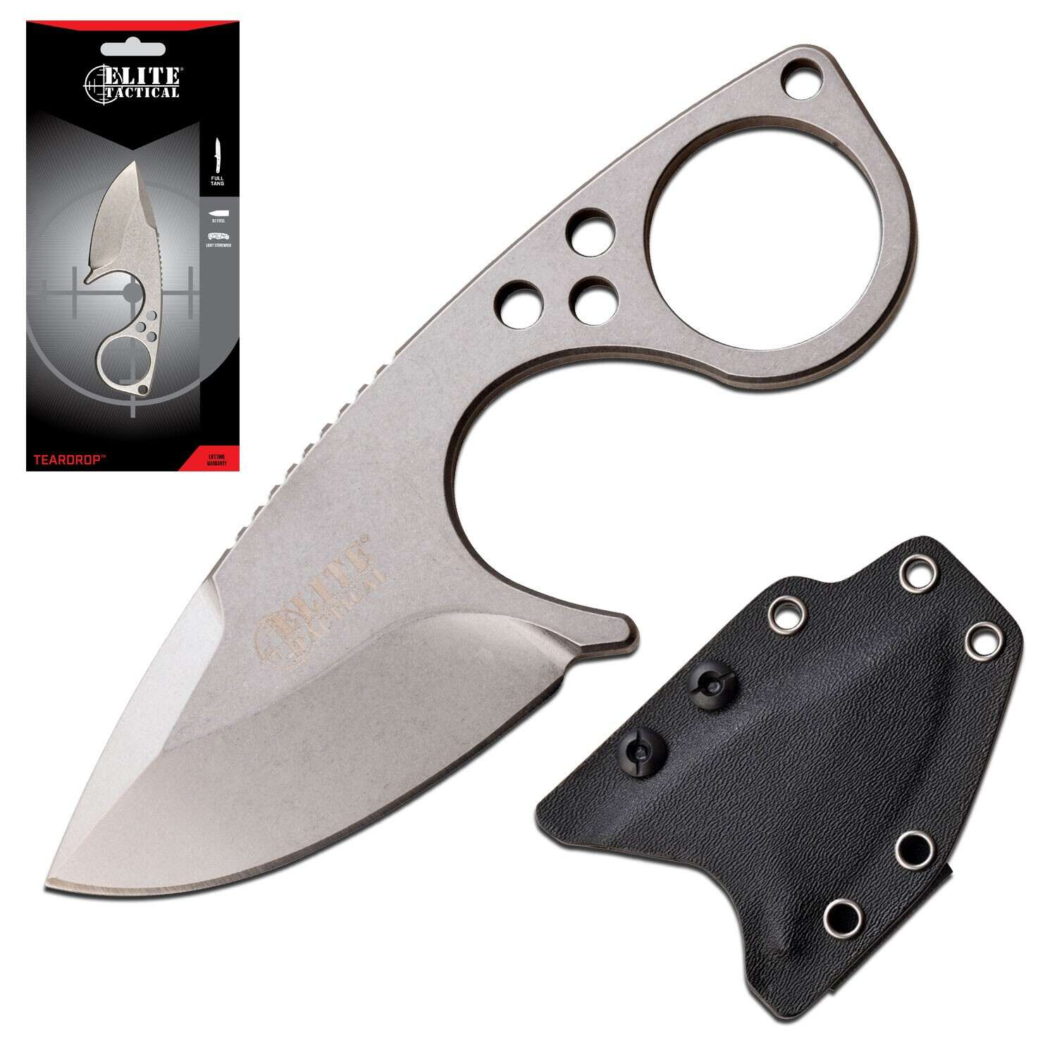 Elite Tactical - TEARDROP - Fixed Blade Knife (Clamshell) - ET-FIX011CS