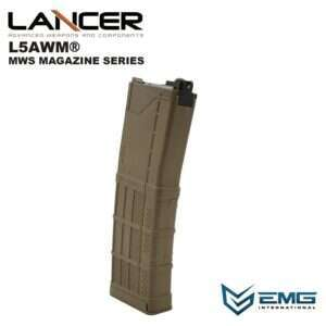 Angry Gun Lancer L5AWM V2 Gas Magazine for TM MWS, 35 BBs - Tan