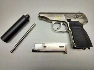 WE GBB Pistol Makarov with Silencer - Silver (Nickel)