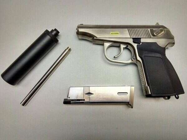 WE GBB Pistol Makarov with Silencer - Silver (Nickel)