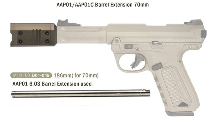 AA CNC Barrel Extension Silencer AAP01 / AAP-01C (70 mm) - Black