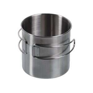 MIL-TEC Stainless Steel Mug with Folding Handle, 800 ml - Silver