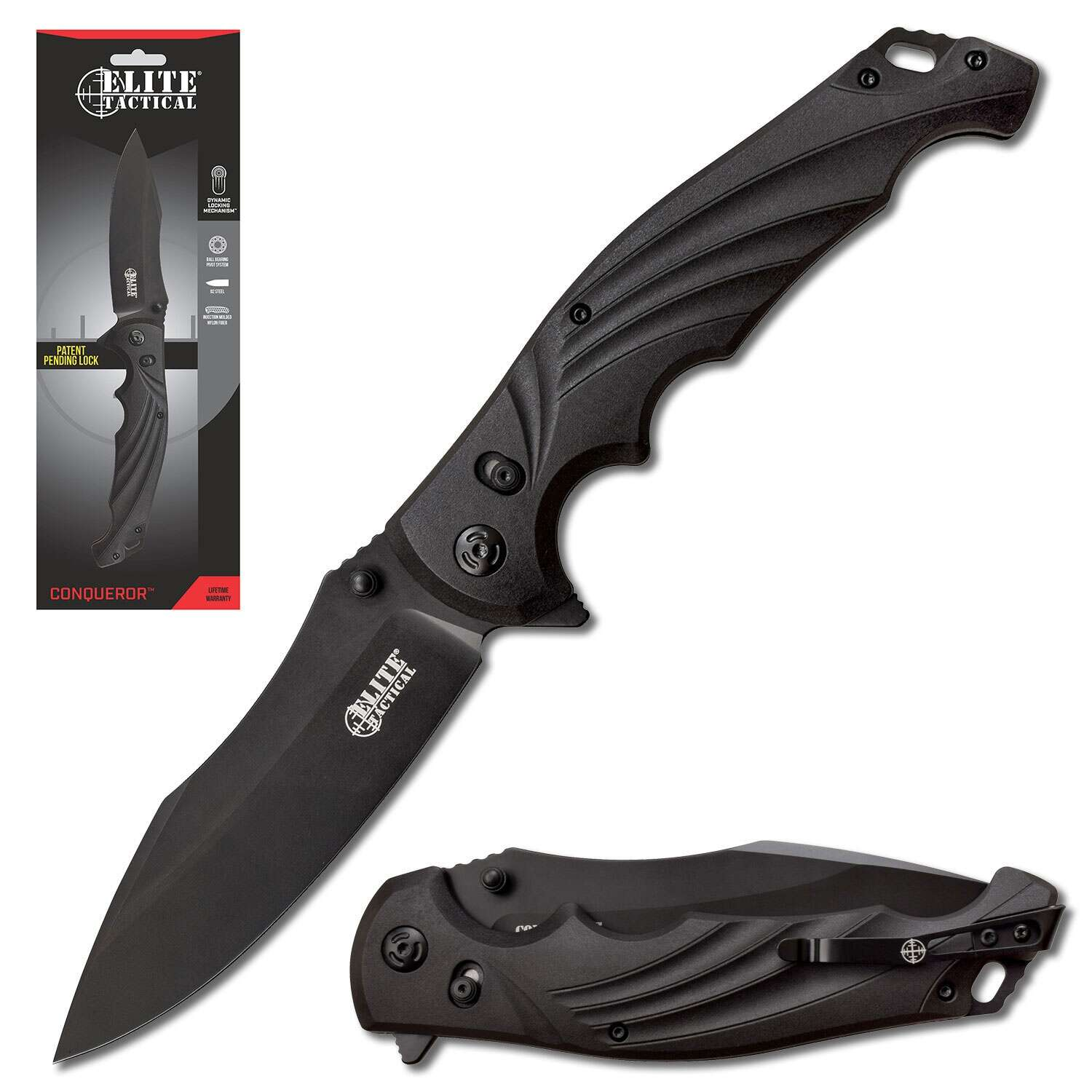 Elite Tactical - CONQUEROR - Folding Knife w/D.L.M. - ET-FDR010BK