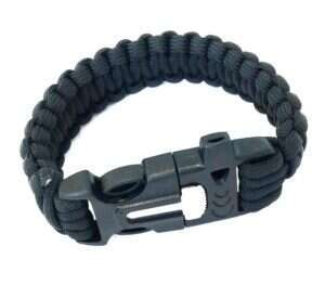 Armband av Paracord tändstål och vissla - svart