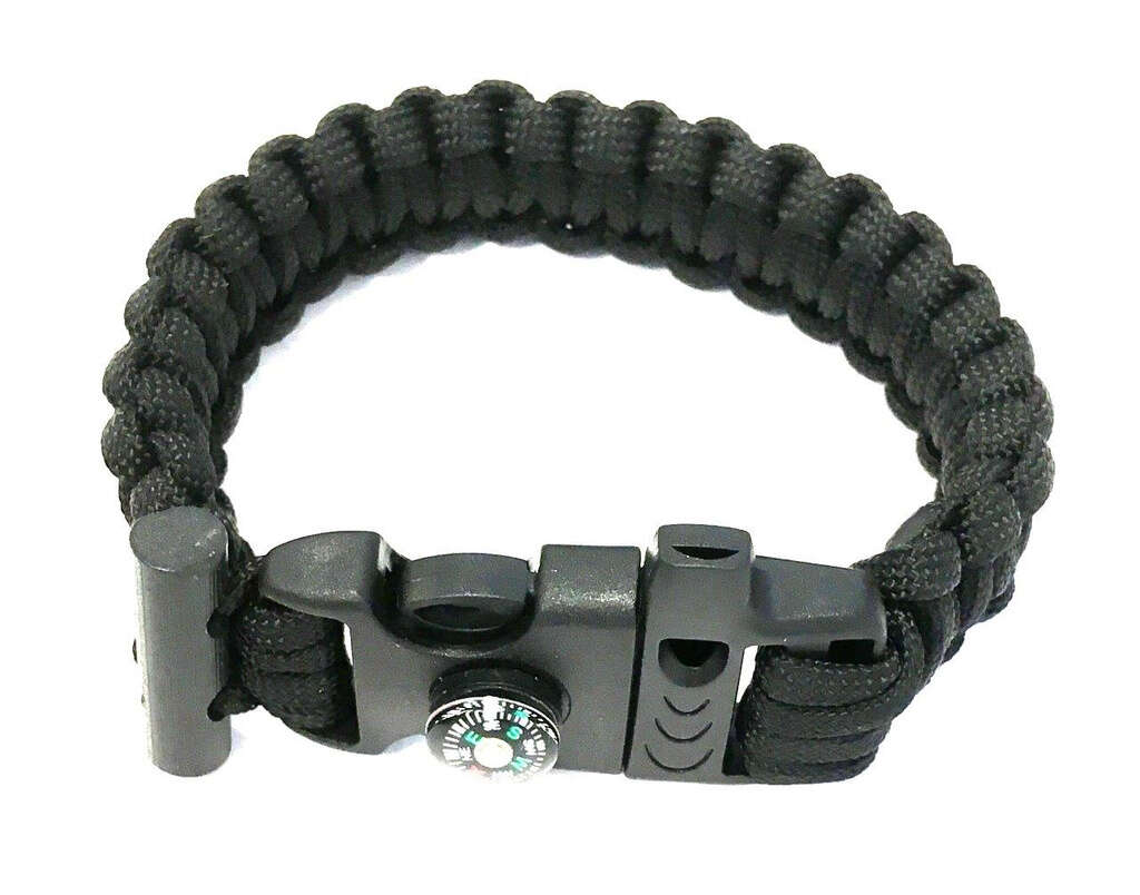 Armband av Paracord tändstål kompass, och vissla
