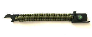Armband av Paracord tändstål kompass, kniv och vissla - Grön