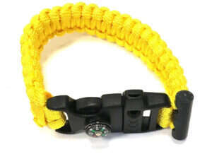 Armband av Paracord tändstål kompass, och vissla - gul