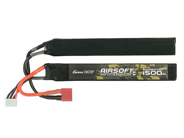 Gens Ace 25C 1500mAh 3S1P 11.1V Airsoft LiPo Battery T-Plug
