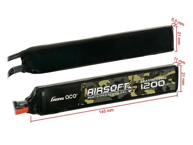 Gens Ace 25C 1200mAh 3S1P 11.1V Airsoft LiPo Battery T-Plug