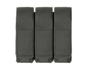 Triple Laser-Cut Pistol Magazine Pouch with Flap - Black [8Fields]