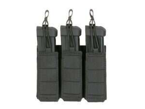 Triple Elastic Pistol Magazine Pouch Laser-cut - Black [8Fields]