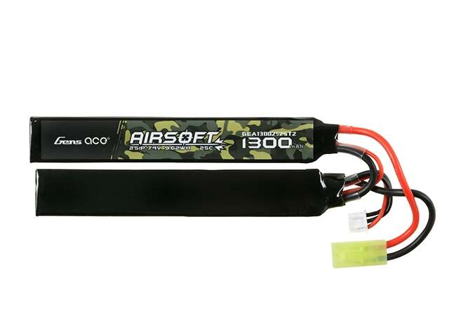 Gens Ace 25C 1300mAh 2S1P 7.4V Airsoft LiPo Battery mini Tamiya