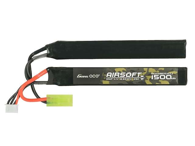 Gens Ace 25C 1500mAh 3S1P 11.1V Airsoft LiPo Battery mini Tamiya