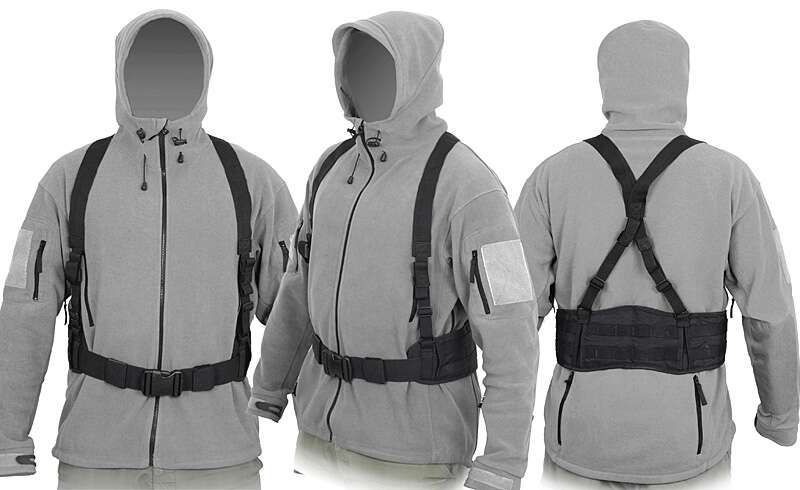 Padded patrol belt with suspenders - black [8FIELDS]
