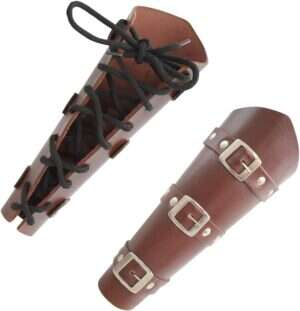 Medieval Warrior Adults Faux Leather Brown Arm Guard Pair BR