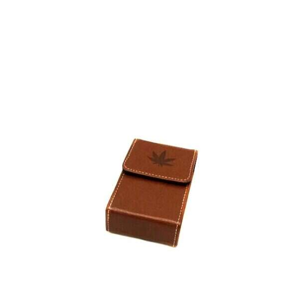 Belt Cigarette case, läder imitation med präglat löv