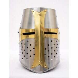 Medieval Warrior Templar Brass Crusader Helmet Knights Helmet