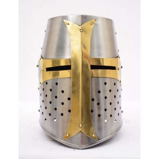 Medieval Warrior Templar Brass Crusader Helmet Knights Helmet