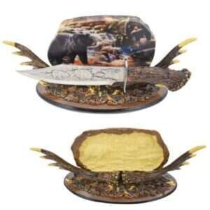 Wild Turkey - Bowie Knife w/ Antler Stand (Bear) - WT-0214BR