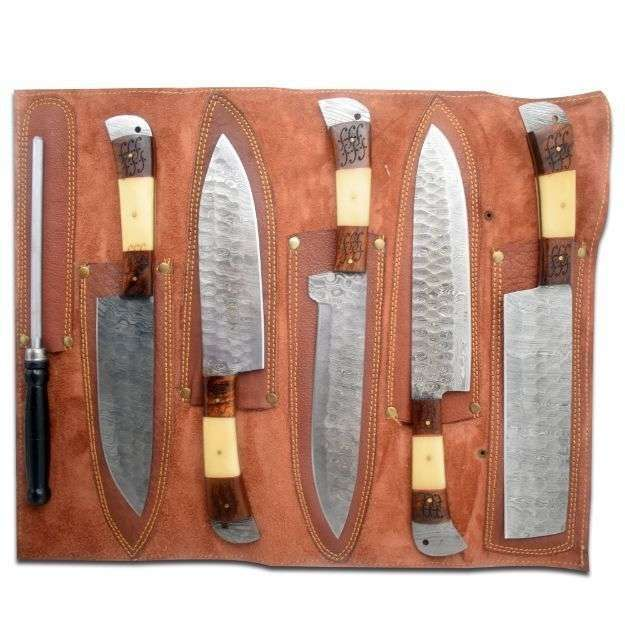 Wild Turkey Handmade - 5pc High Carbon Steel Kitchen Knife Set - DM-33