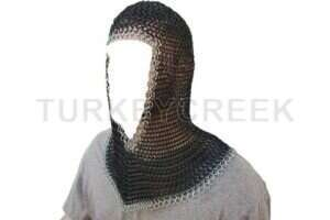Medieval Warrior Chainmail Coif Armor 18.75 Inches Black