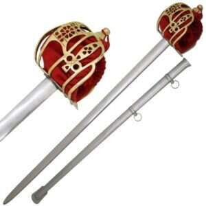Medieval Warrior - Brass Basket Hilted Scottish Broad Sword - IN-824