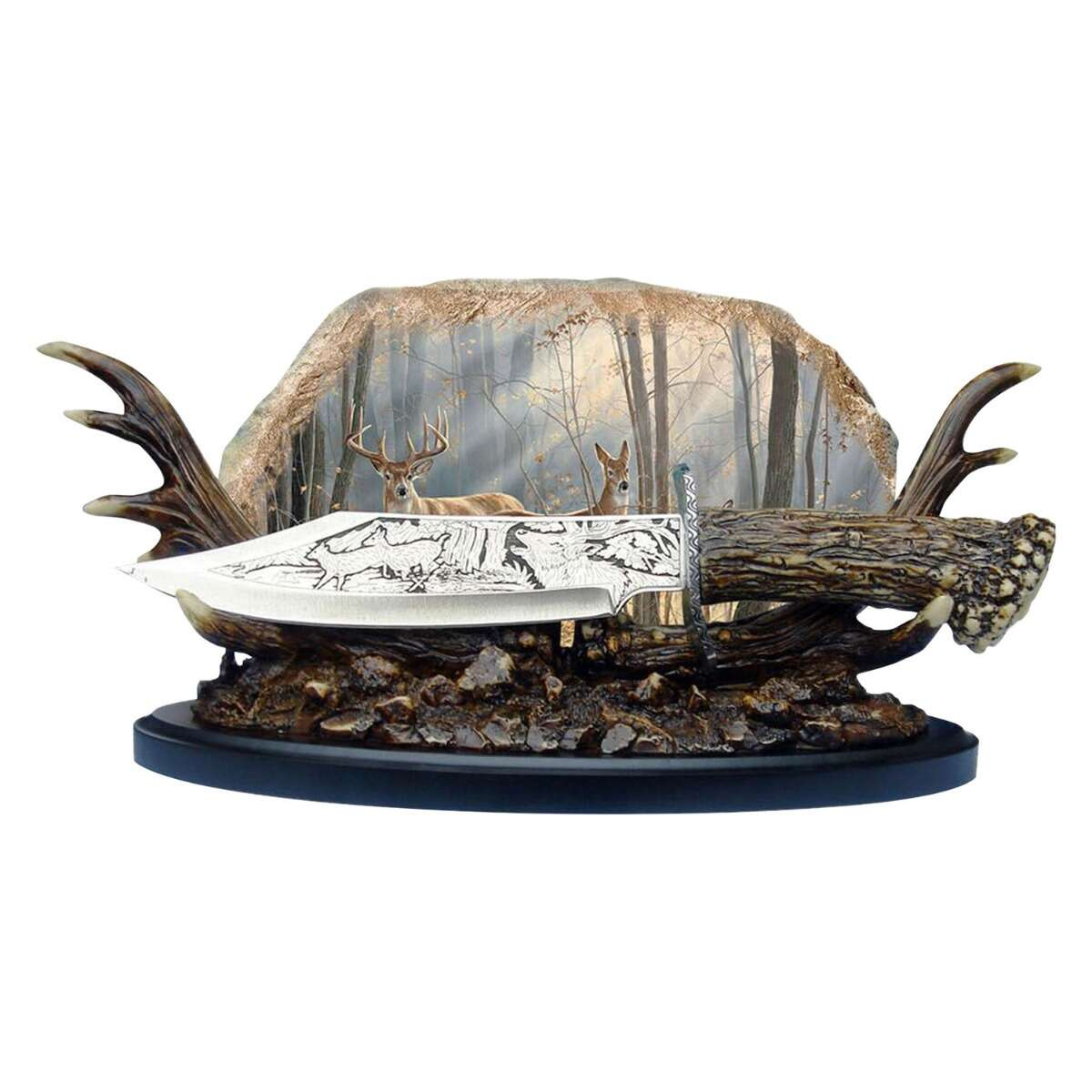 Wild Turkey - Bowie Knife w/ Antler Stand (Deer) - WT-0214DR