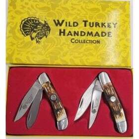 Wild Turkey Handmade- Manual Folding Blade 2pc Gift Knife Set - KT-6914-7214