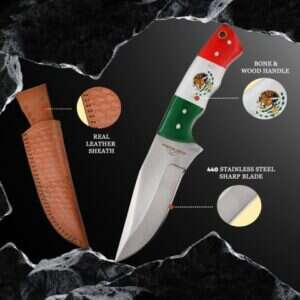 Old Ram - Handmade Mexico Flag Fixed Blade Hunting Knife - OR-246-P