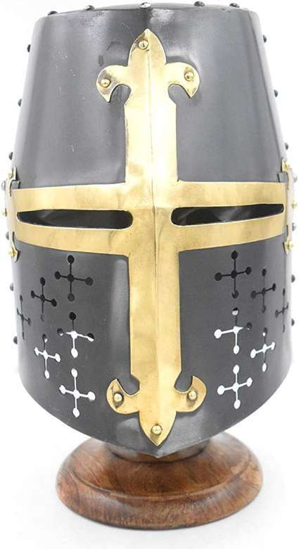Medieval Warrior - Templar Brass Crusader Knights Helmet - HL-104