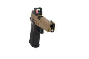 Arcturus Vanguard 5" Hi-Capa GBB Optics Ready airsoft pistol with ARS-1 Half-Tan red dot sight